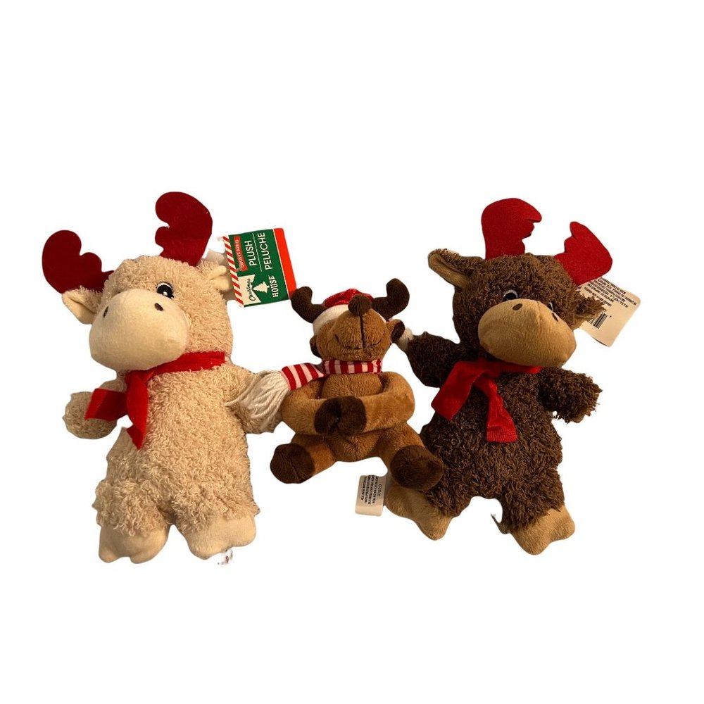 Lot of 3 Moose Christmas Plush Christmas House Burton Scented